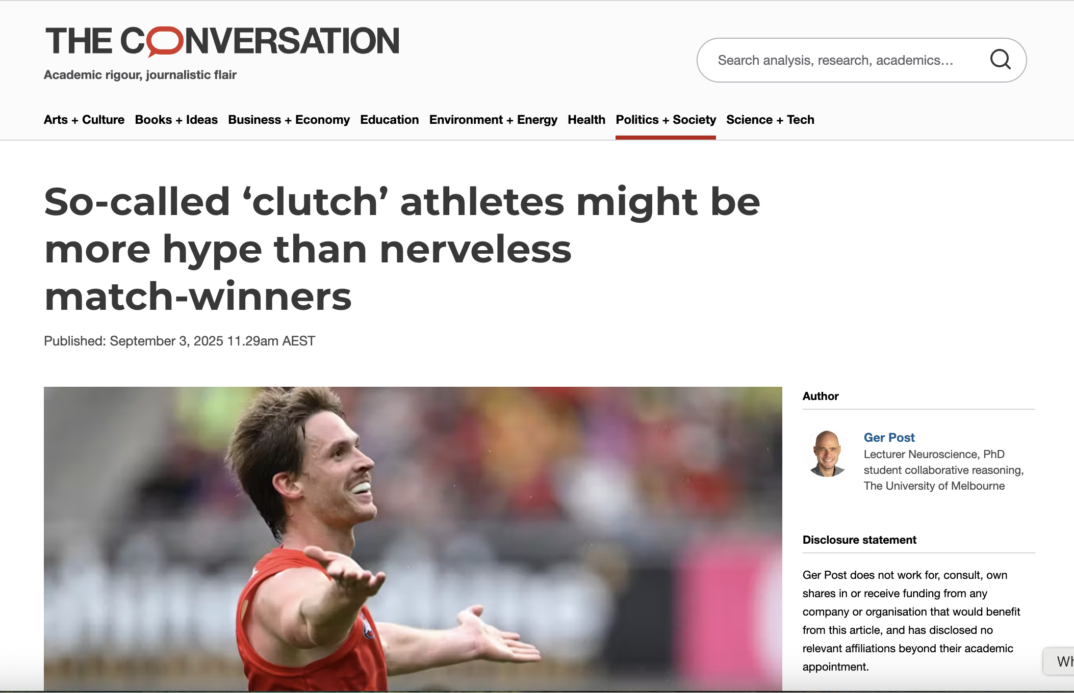 The Conversation article clutch players